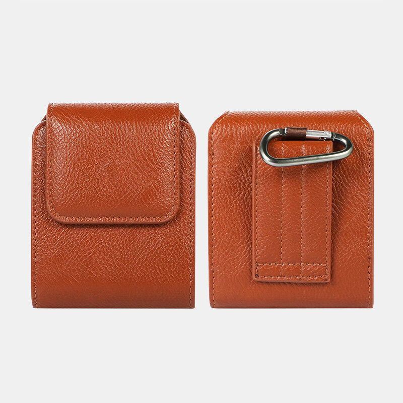 Heren Vintage Faux Leather Effen Kleur Fold Phone Heuptasje Telefoon Tas