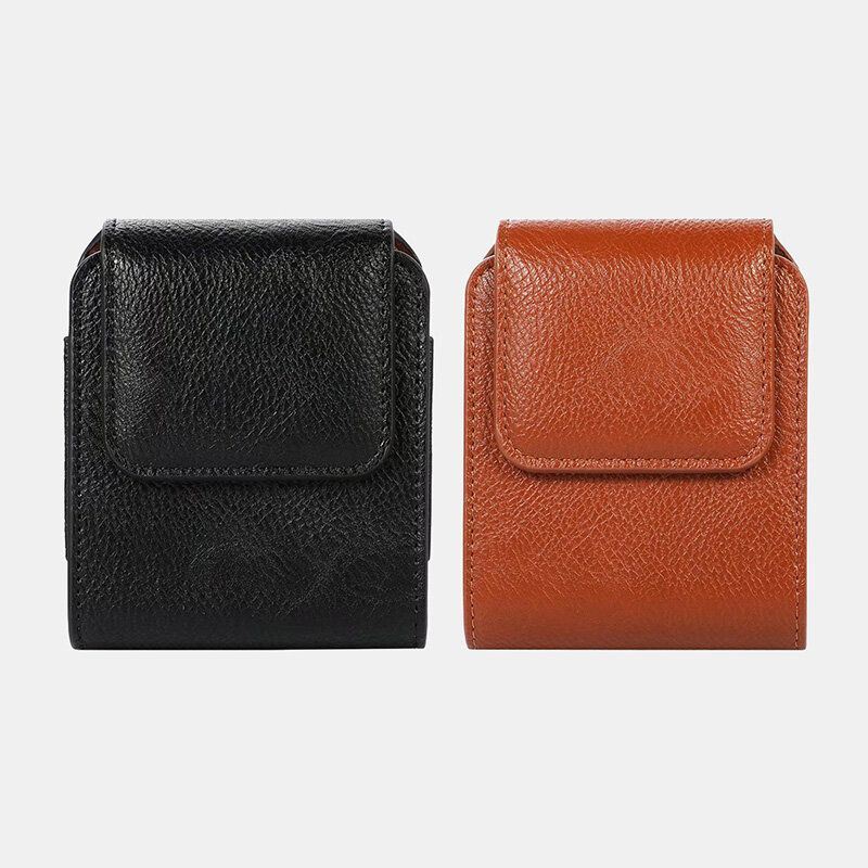 Heren Vintage Faux Leather Effen Kleur Fold Phone Heuptasje Telefoon Tas