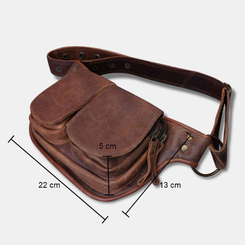 Heren Vintage Faux Leather Multifunctioneel Festival Pocket Belt Heuptasje