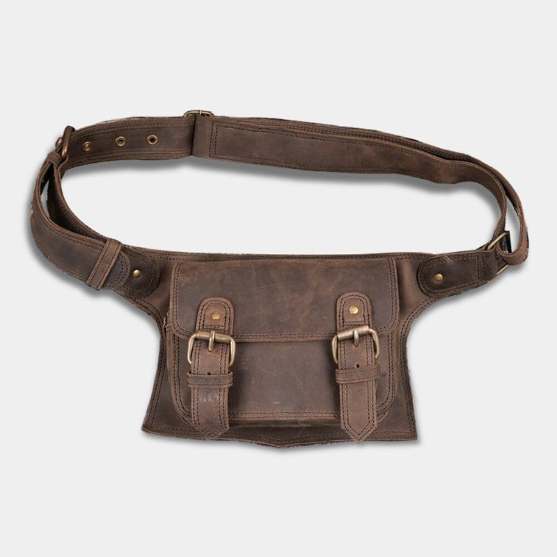 Heren Vintage Faux Leather Multifunctionele Effen Kleur Utility Belt Taille Pack