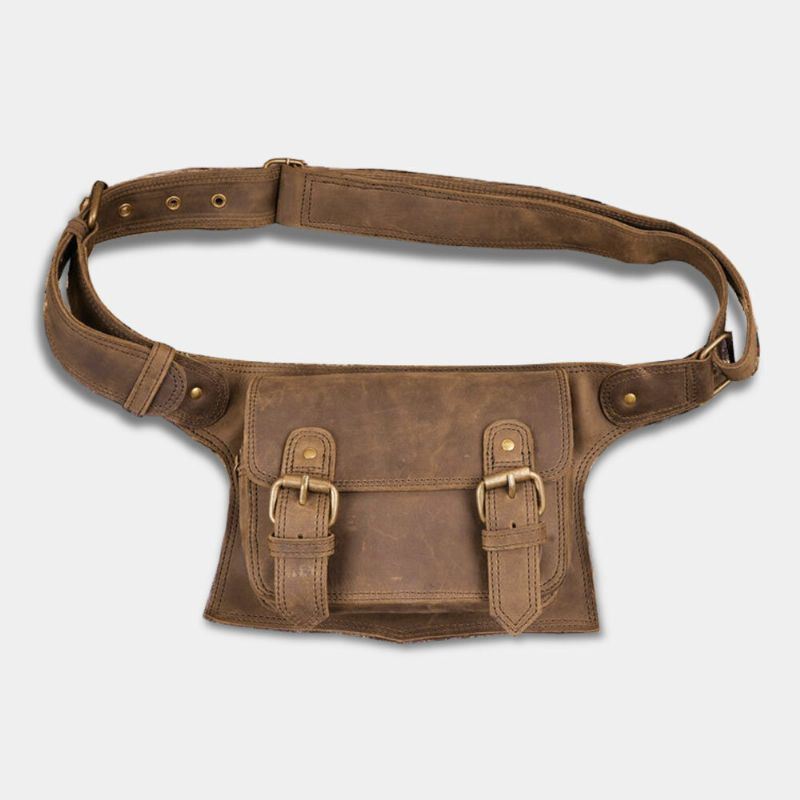 Heren Vintage Faux Leather Multifunctionele Effen Kleur Utility Belt Taille Pack