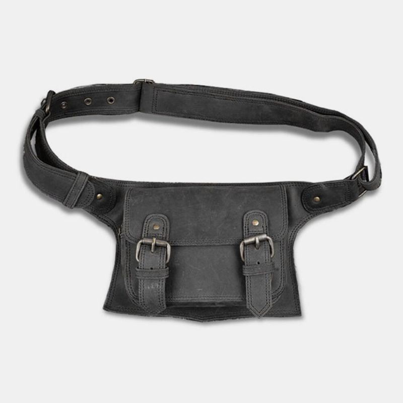 Heren Vintage Faux Leather Multifunctionele Effen Kleur Utility Belt Taille Pack