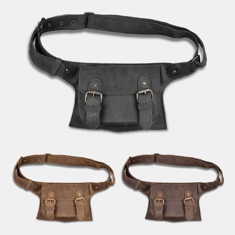 Heren Vintage Faux Leather Multifunctionele Effen Kleur Utility Belt Taille Pack