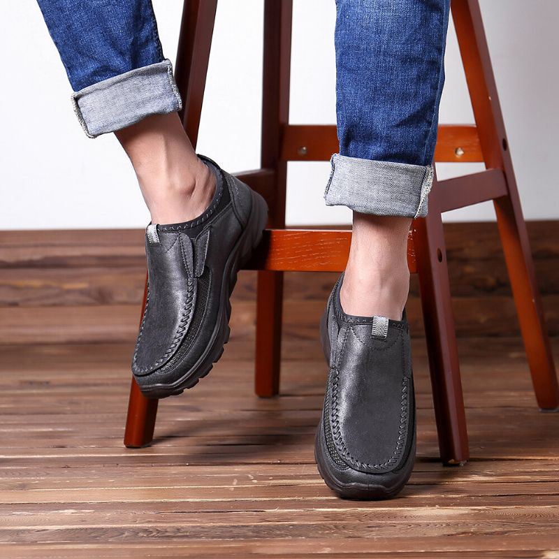 Casual Comfortabele Zachte Moc-toe Instappers Van Leer Voor Heren