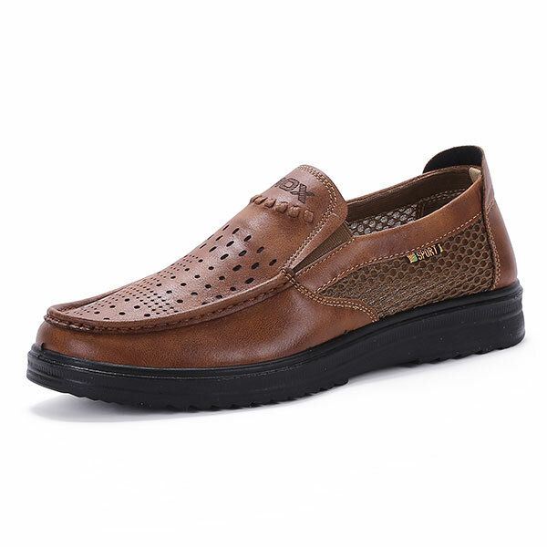 Comfortabele Heren Lederen Ademende Hollow Outs Slip On Oxfords