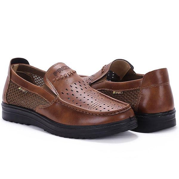 Comfortabele Heren Lederen Ademende Hollow Outs Slip On Oxfords