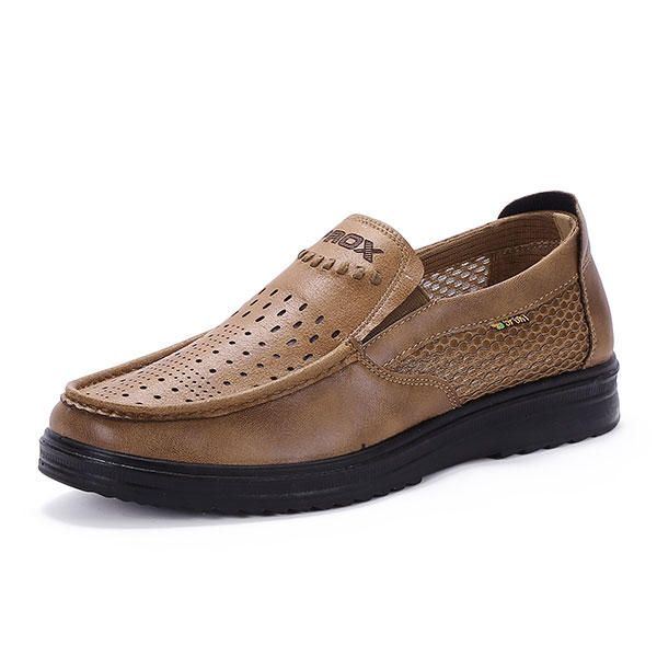 Comfortabele Heren Lederen Ademende Hollow Outs Slip On Oxfords