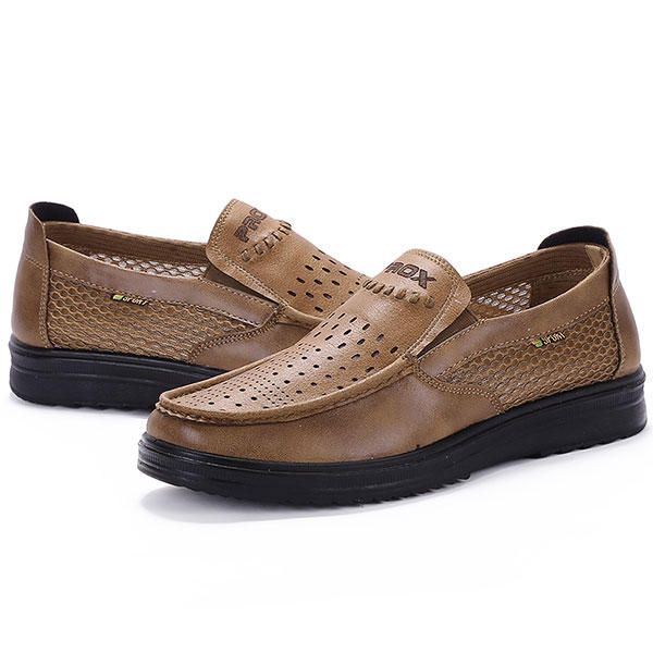 Comfortabele Heren Lederen Ademende Hollow Outs Slip On Oxfords