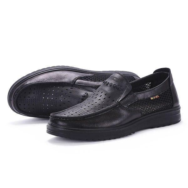 Comfortabele Heren Lederen Ademende Hollow Outs Slip On Oxfords