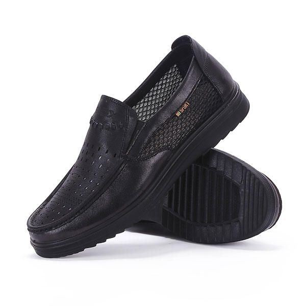 Comfortabele Heren Lederen Ademende Hollow Outs Slip On Oxfords