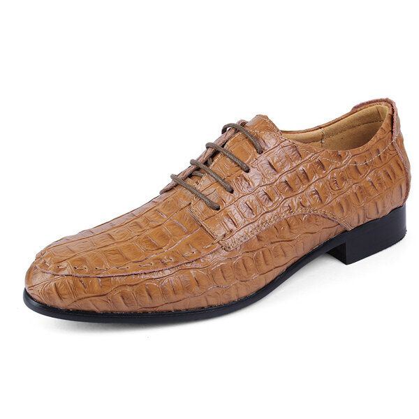 Grote Maat Heren Lace Up Lederen Oxfords Puntige Teen Formele Schoenen