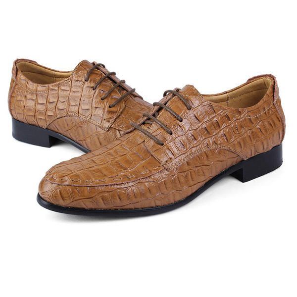 Grote Maat Heren Lace Up Lederen Oxfords Puntige Teen Formele Schoenen