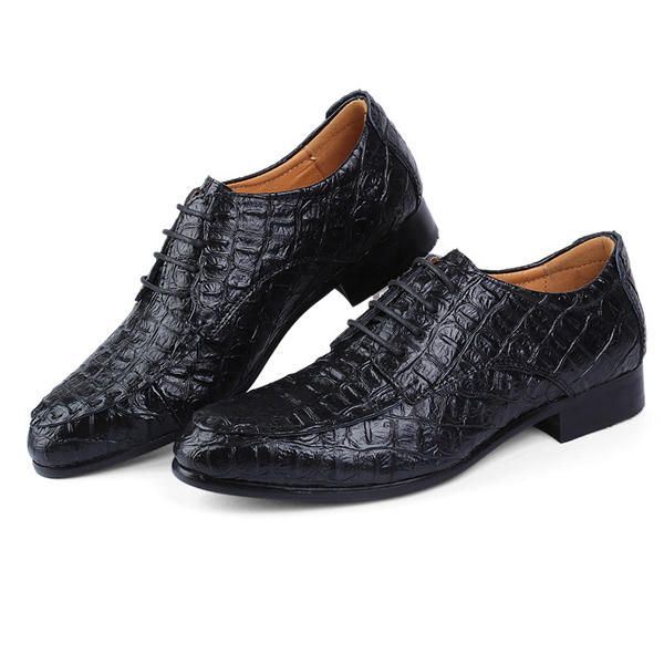 Grote Maat Heren Lace Up Lederen Oxfords Puntige Teen Formele Schoenen