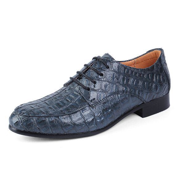 Grote Maat Heren Lace Up Lederen Oxfords Puntige Teen Formele Schoenen