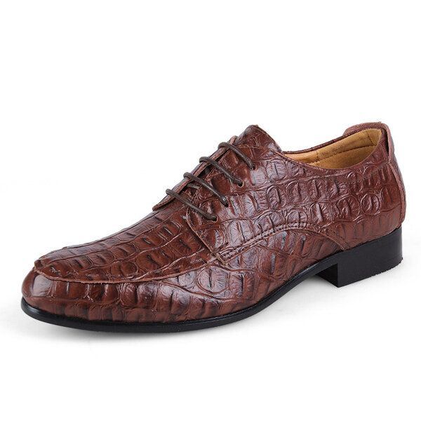 Grote Maat Heren Lace Up Lederen Oxfords Puntige Teen Formele Schoenen