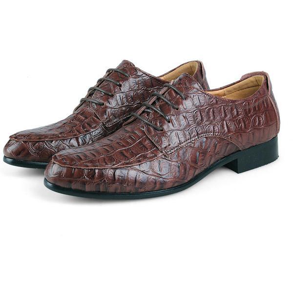 Grote Maat Heren Lace Up Lederen Oxfords Puntige Teen Formele Schoenen