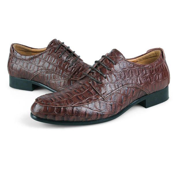 Grote Maat Heren Lace Up Lederen Oxfords Puntige Teen Formele Schoenen