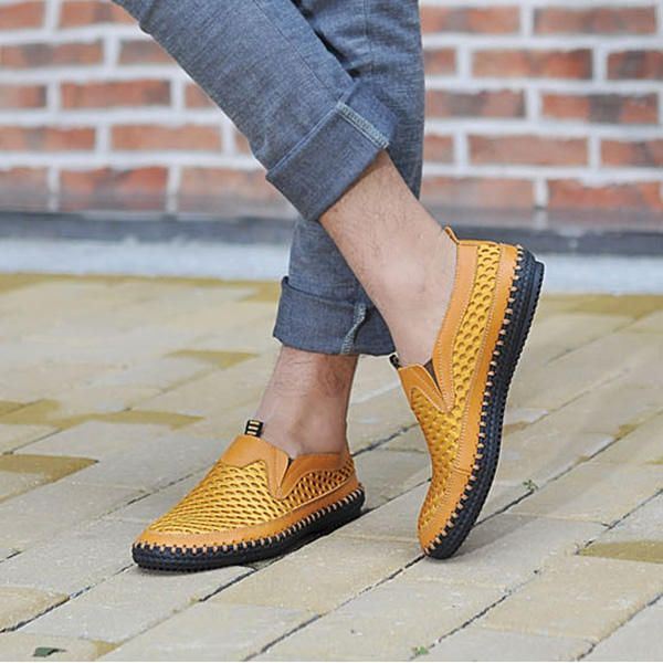 Heren Ademend Mesh Zweetabsorptie Slip Op Oxfords Flats