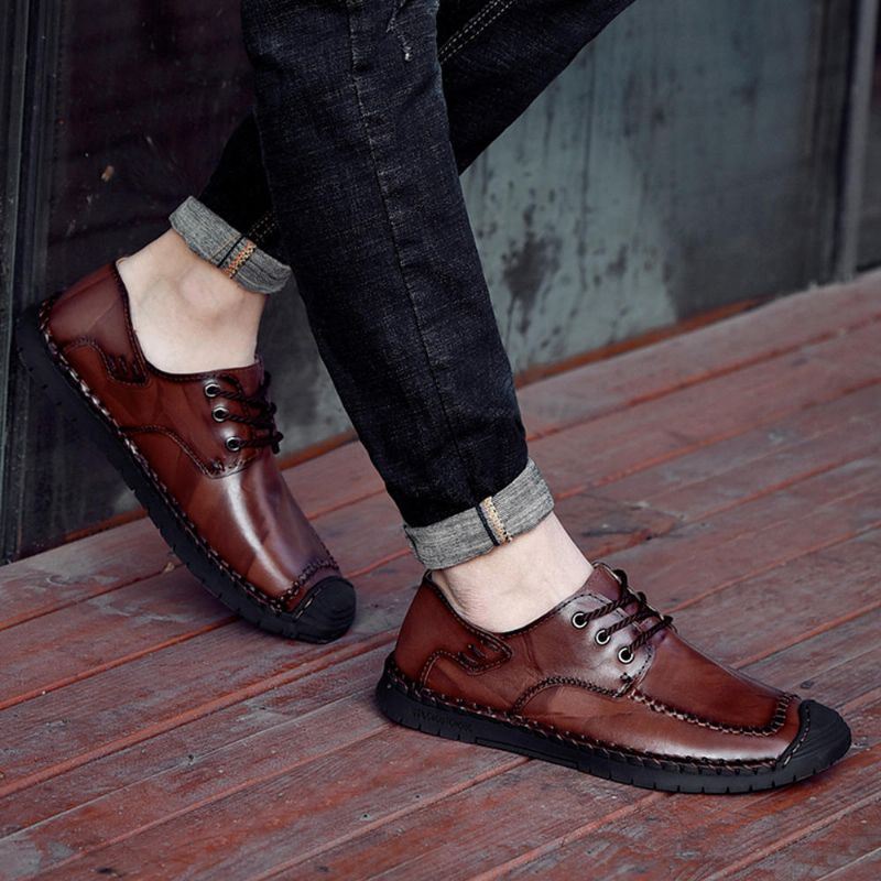 Heren Anti-collision Toe Echt Leer Casual Zakelijke Oxfords