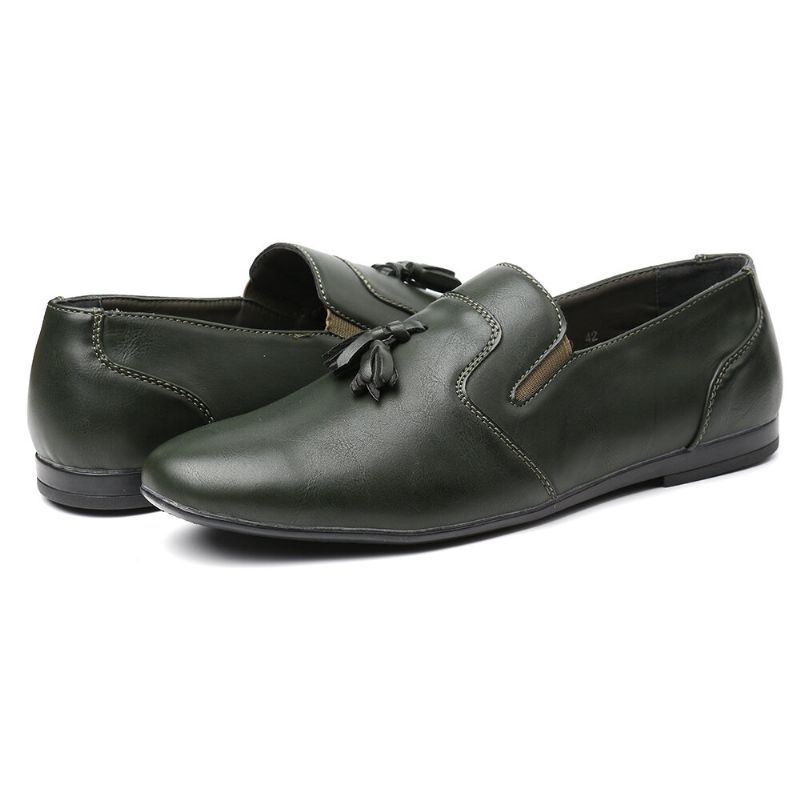 Heren Antislip Kwastje Decoratie Slip On Casual Lederen Oxfords