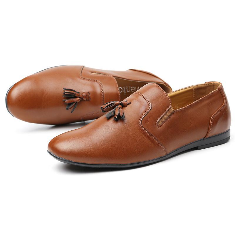 Heren Antislip Kwastje Decoratie Slip On Casual Lederen Oxfords