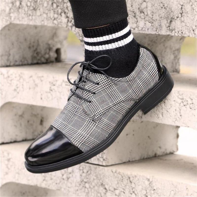 Heren Britse Stijl Cap Toe Comfy Lace Up Formele Kleding Schoenen