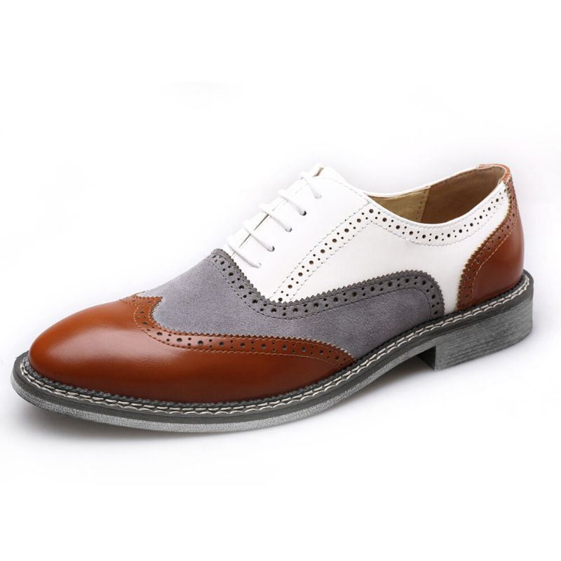 Heren Brogue Colorblock Oxfords Lace Up Business Casual Formele Schoenen