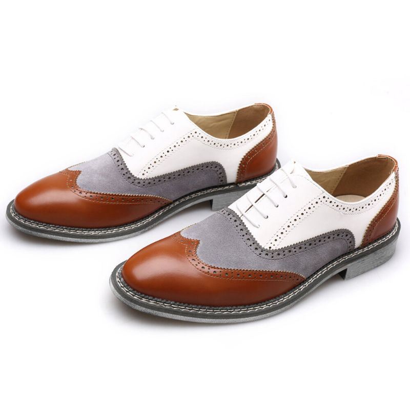 Heren Brogue Colorblock Oxfords Lace Up Business Casual Formele Schoenen