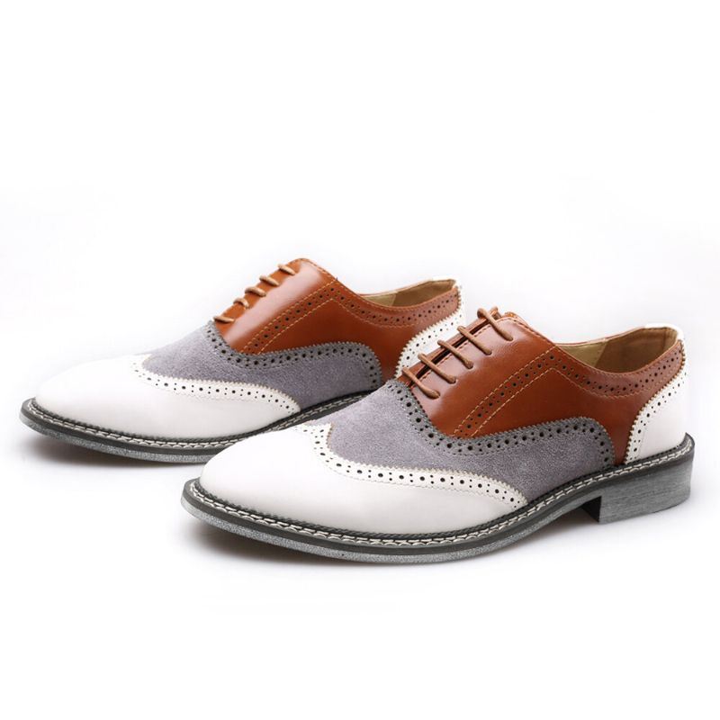 Heren Brogue Colorblock Oxfords Lace Up Business Casual Formele Schoenen