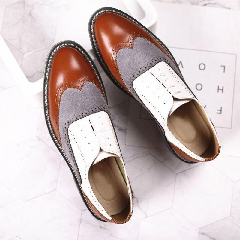 Heren Brogue Colorblock Oxfords Lace Up Business Casual Formele Schoenen