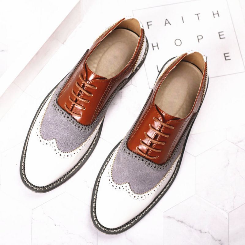 Heren Brogue Colorblock Oxfords Lace Up Business Casual Formele Schoenen