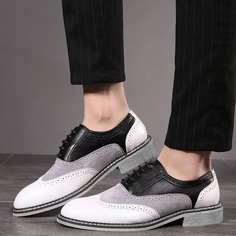 Heren Brogue Colorblock Oxfords Lace Up Business Casual Formele Schoenen