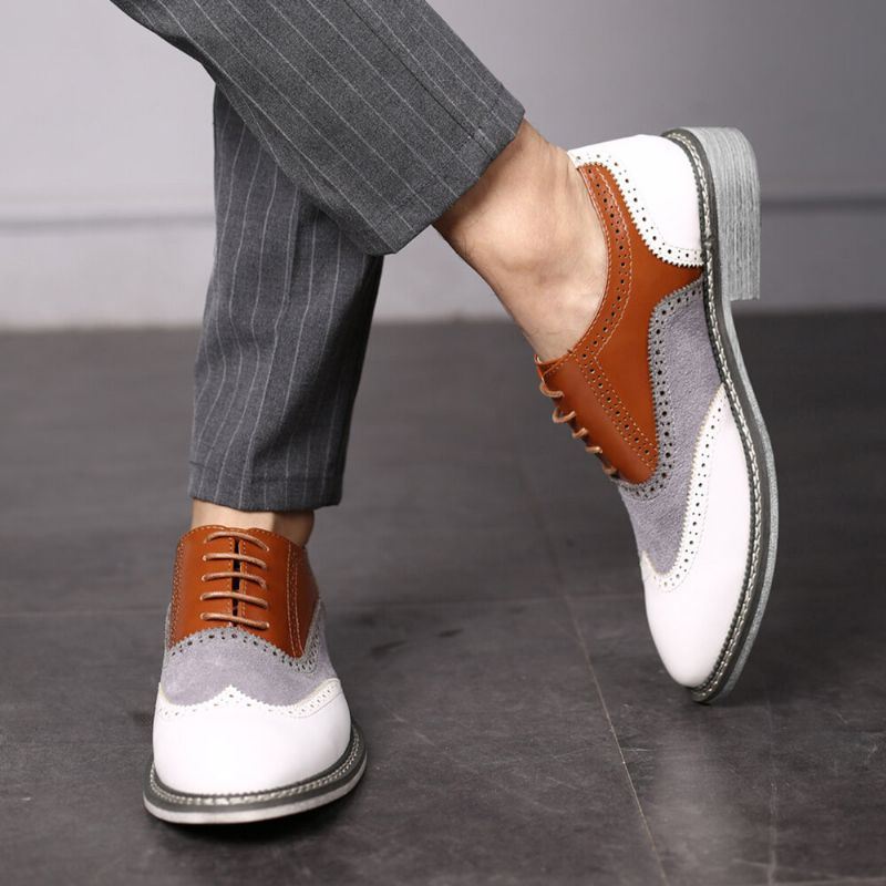 Heren Brogue Colorblock Oxfords Lace Up Business Casual Formele Schoenen