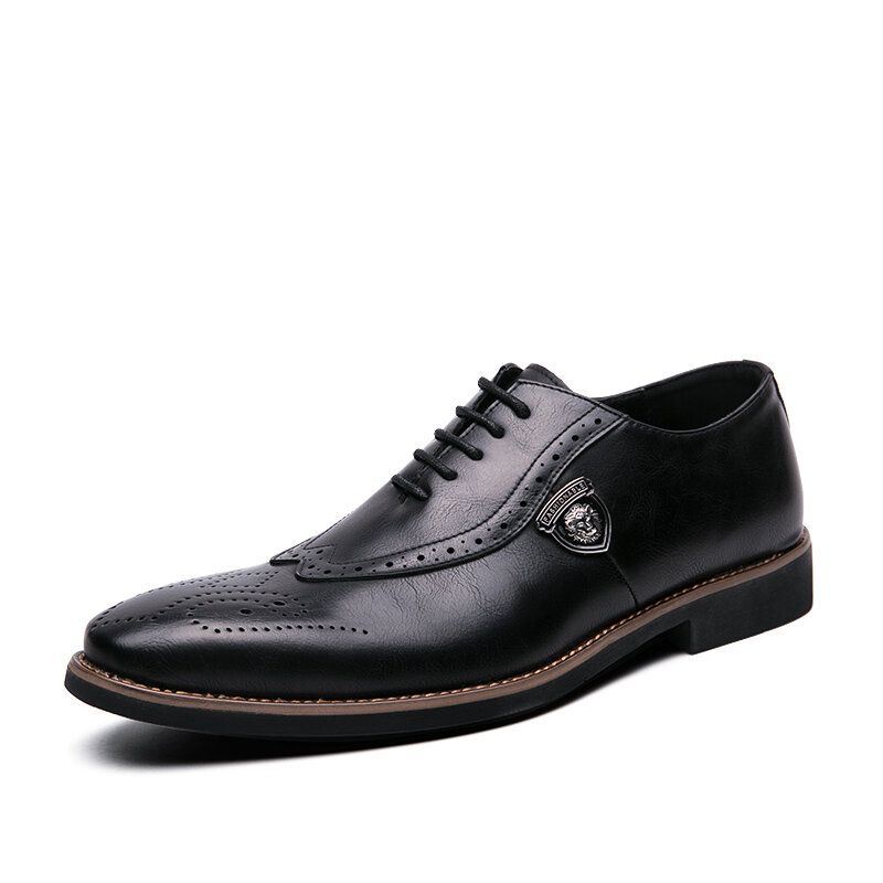 Heren Brogue Craved Spicing Dress Schoenen Met Puntige Neus