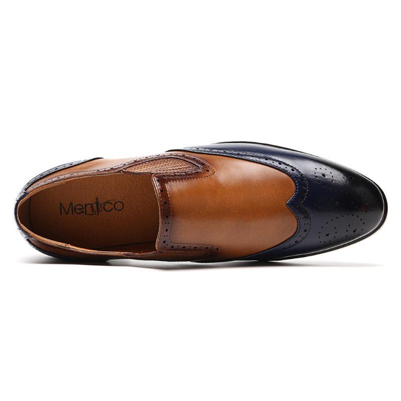 Heren Brogue Gesneden Kleur Kruiden Slip On Business Oxfords