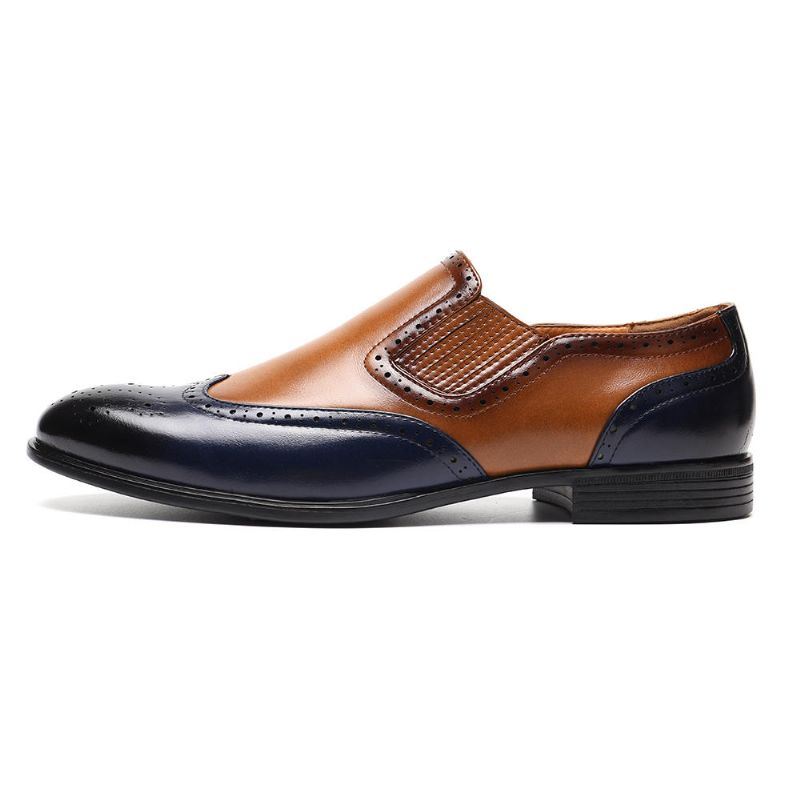 Heren Brogue Gesneden Kleur Kruiden Slip On Business Oxfords