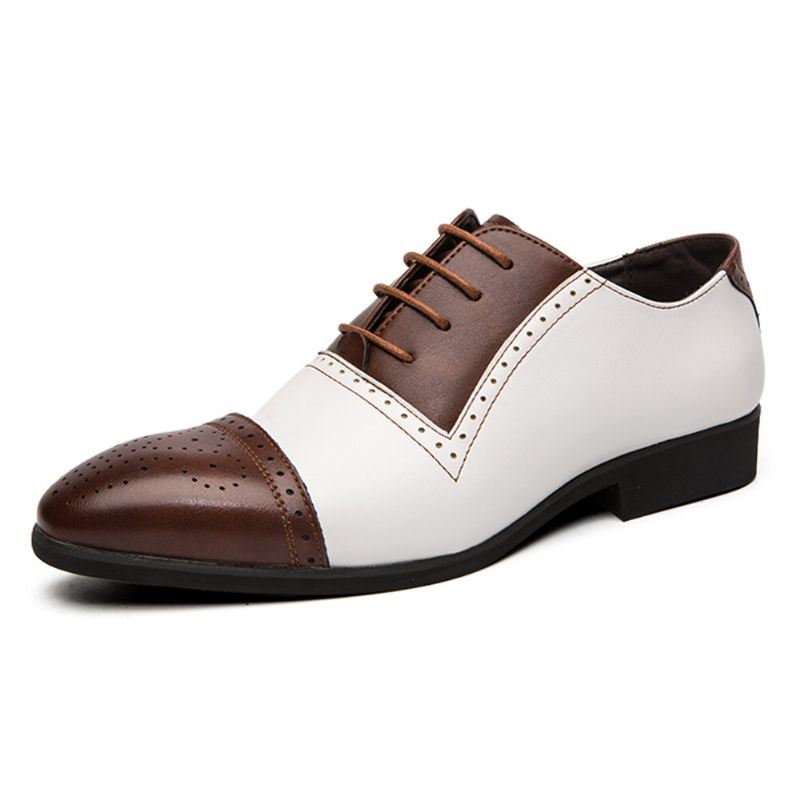 Heren Brogue Gesneden Microfiber Leer Kleur Stiksels Formele Zakelijke Oxfords