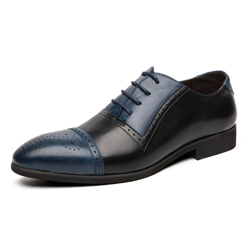 Heren Brogue Gesneden Microfiber Leer Kleur Stiksels Formele Zakelijke Oxfords