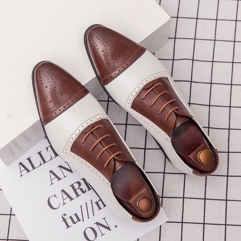 Heren Brogue Gesneden Microfiber Leer Kleur Stiksels Formele Zakelijke Oxfords