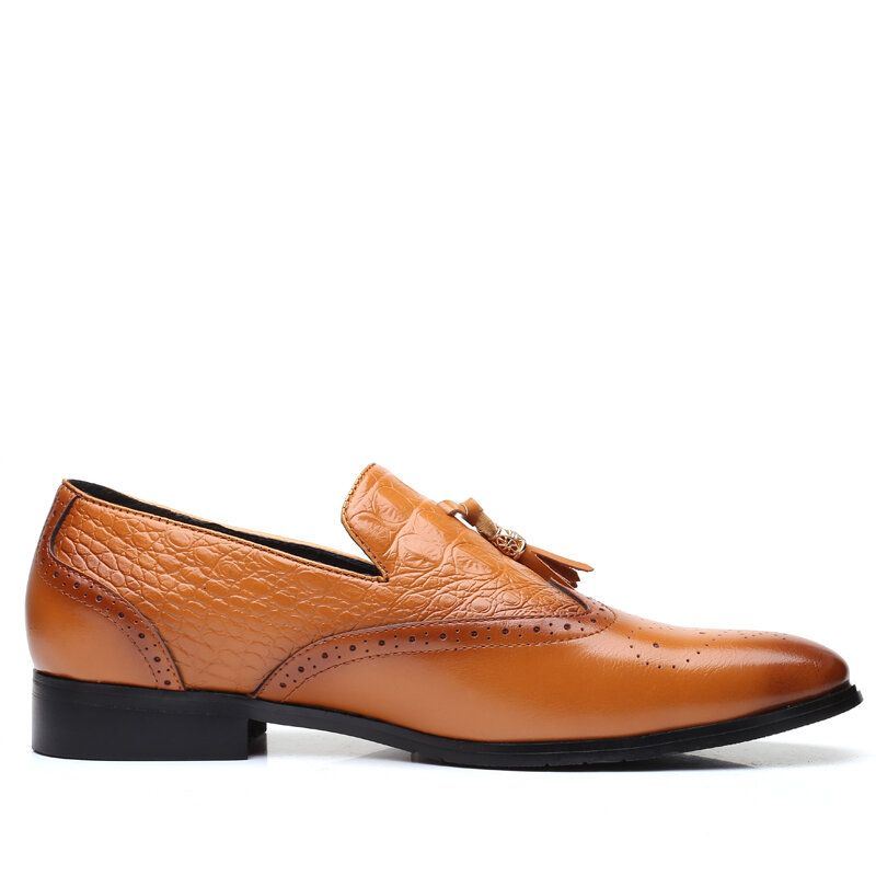 Heren Brogue Kwastje Decor Jurk Loafers Slip Op Zakelijke Casual Formele Schoenen