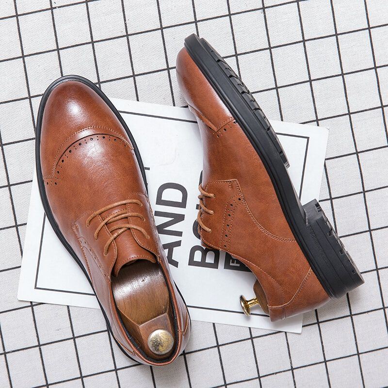 Heren Brogue Lace Up Zakelijke Draagbare Oxfords Schoenen