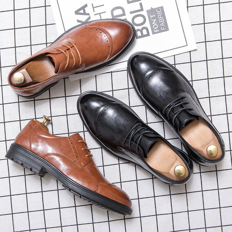 Heren Brogue Lace Up Zakelijke Draagbare Oxfords Schoenen