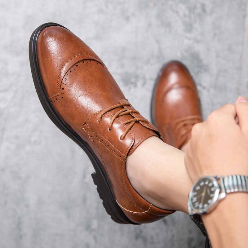 Heren Brogue Lace Up Zakelijke Draagbare Oxfords Schoenen