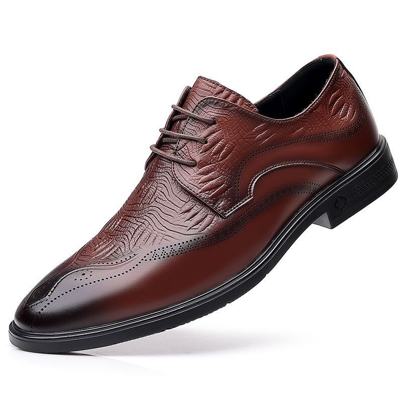 Heren Brogue Reliëf Lace Up Zakelijke Jurk Oxfords Schoenen