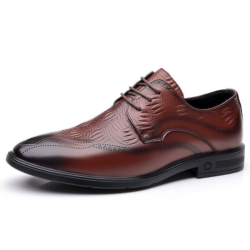 Heren Brogue Reliëf Lace Up Zakelijke Jurk Oxfords Schoenen