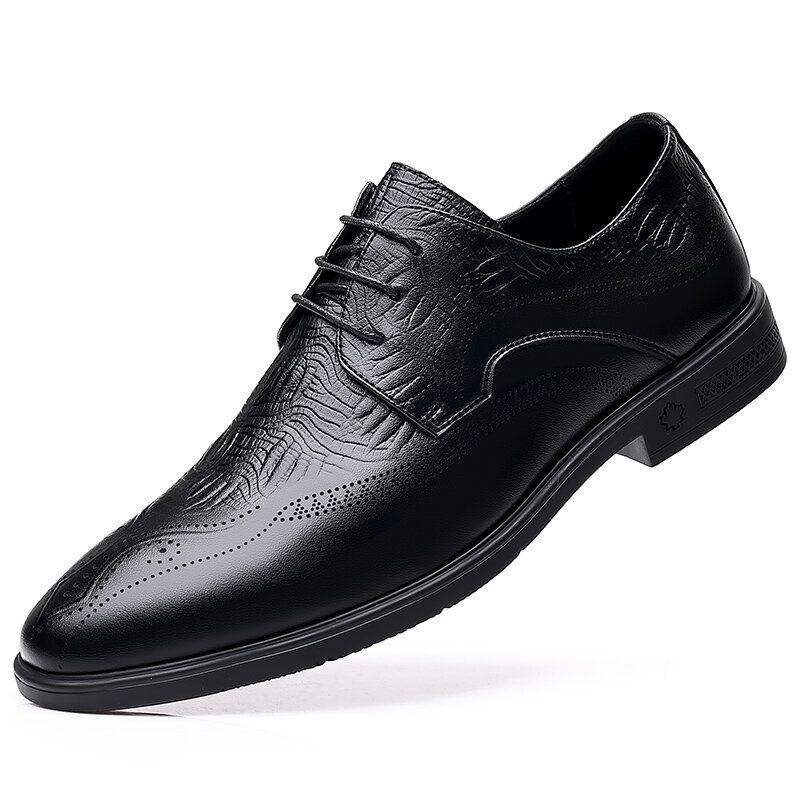 Heren Brogue Reliëf Lace Up Zakelijke Jurk Oxfords Schoenen