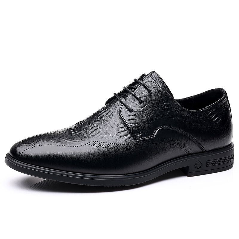 Heren Brogue Reliëf Lace Up Zakelijke Jurk Oxfords Schoenen