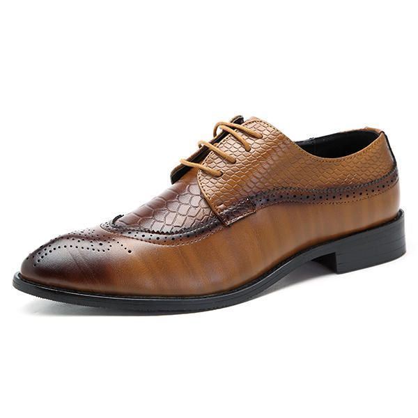 Heren Brogue Stijl Echt Leer Puntschoen Zakelijke Formele Schoenen