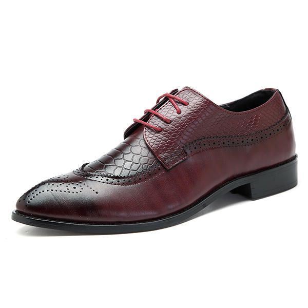 Heren Brogue Stijl Echt Leer Puntschoen Zakelijke Formele Schoenen