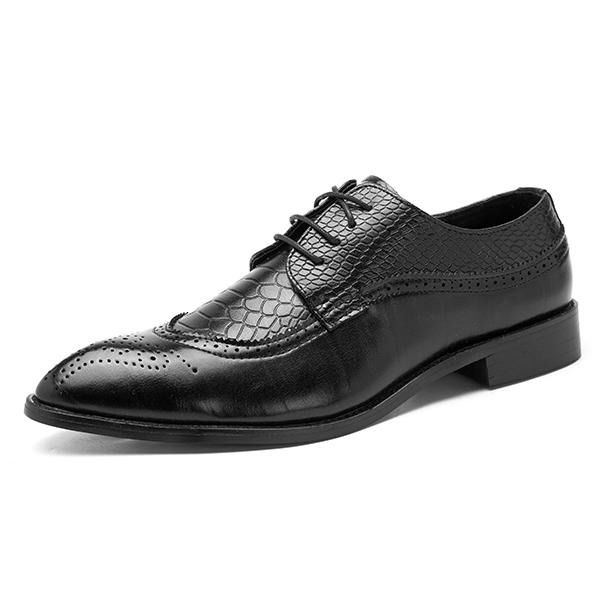 Heren Brogue Stijl Echt Leer Puntschoen Zakelijke Formele Schoenen